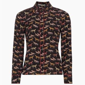 Alice + Olivia Willa piped Horse-print shirt XS